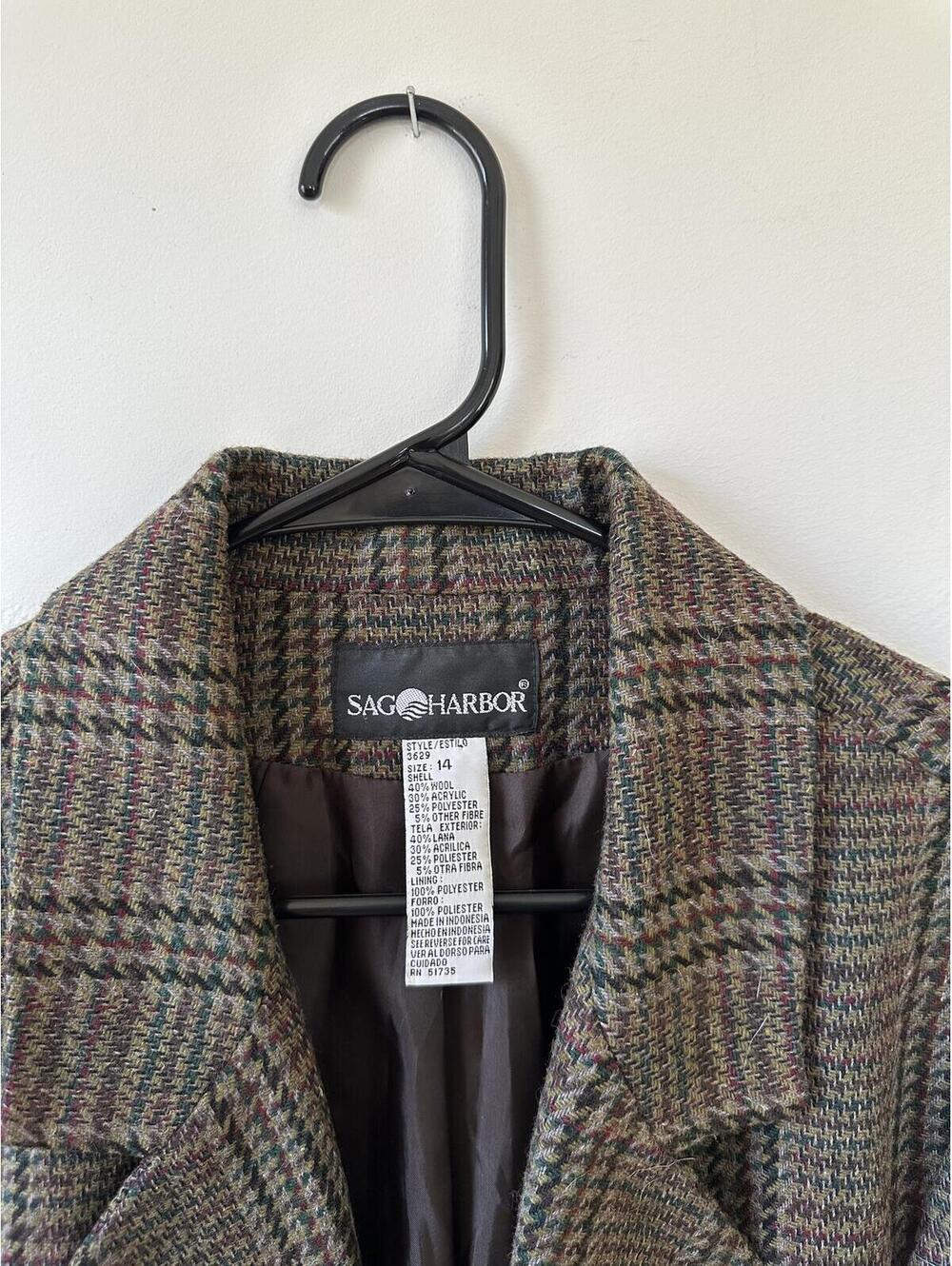 Saga Harbor Women's Plaid Blazer Jacket Size 14 Brown Multicolor - Picture 2 of 5